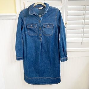 Boden WW094 2-Tone Blue Denim Lola Long Sleeve Dress Size 8 Long